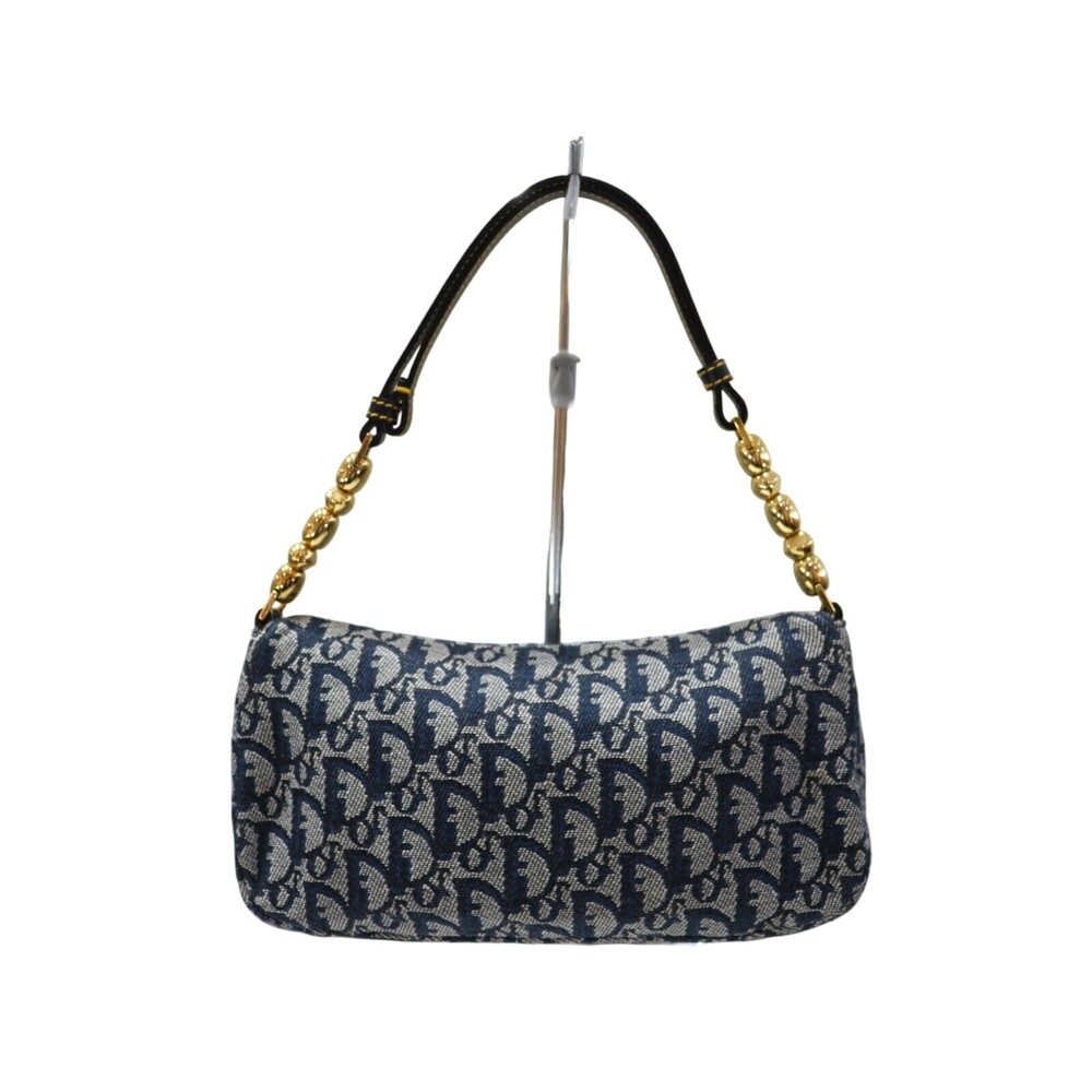 Christian Dior Trotter Maris Pearl handbag Navy Blue canvas leather lovely - Picture 2 of 7